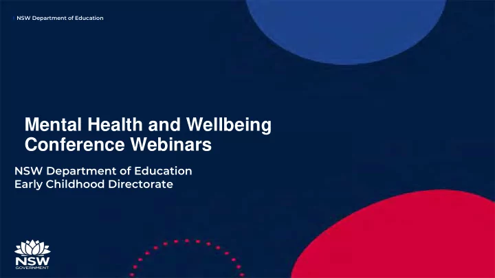 mental health and wellbeing conference webinars