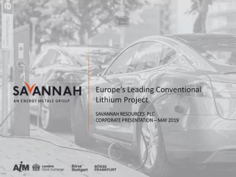 Europes Leading Conventional  Lithium Project  A N  E N ERGY M E TALS G R OUP  SAVANNAH