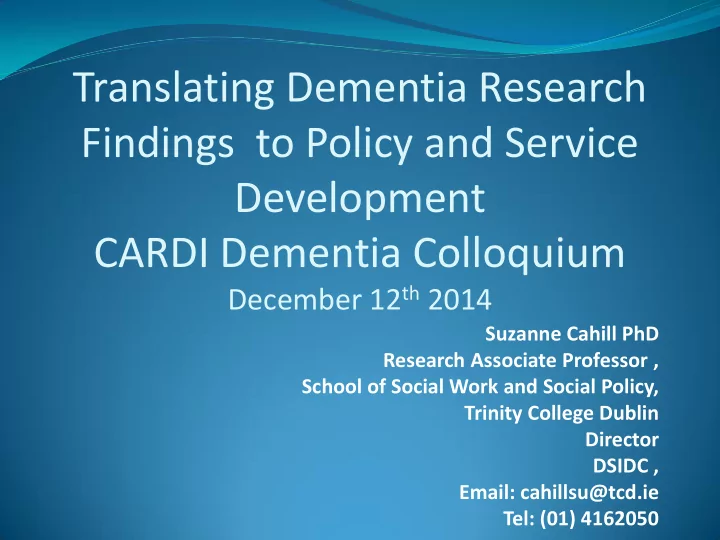 translating dementia research