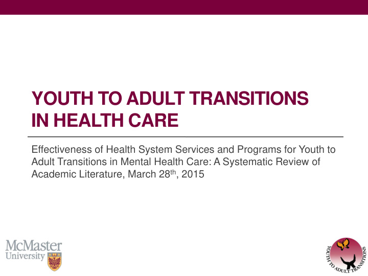 youth to adult transitions in health care