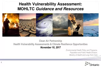 Health Vulnerability Assessment: MOHLTC Guidance and Resources  Clean Air Partnership  Health