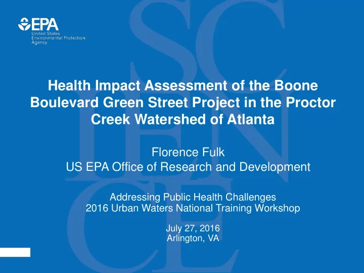 health impact assessment of the boone boulevard green