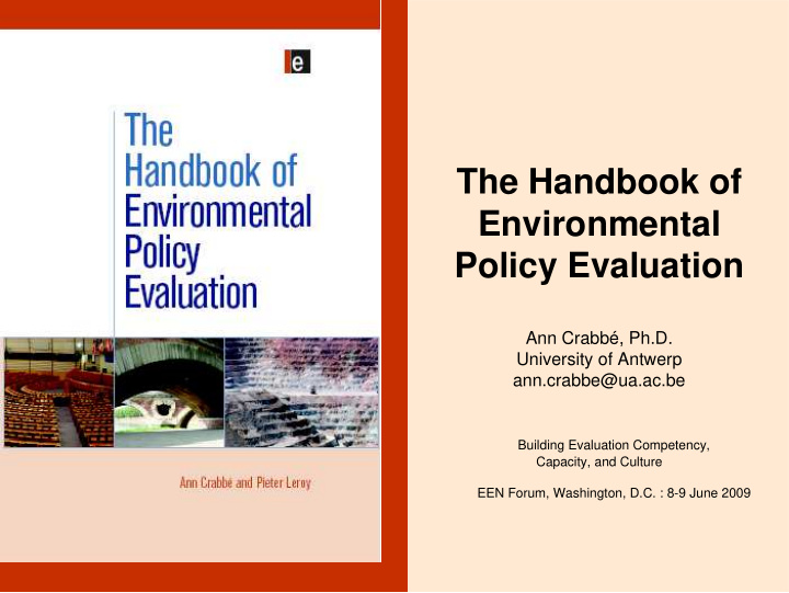 the handbook of environmental policy evaluation