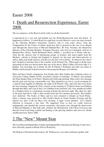 Easter 2008  1. Death and Resurrection Experience, Easter  2008  The joy and peace of the Risen