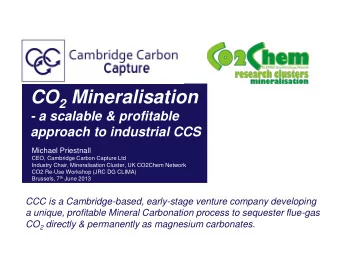CO 2 Mineralisation  - a scalable &amp; profitable approach to industrial CCS  Michael Priestnall