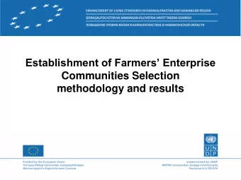 Establishment of Farmers Enterprise  Communities Selection  methodology and results  FE