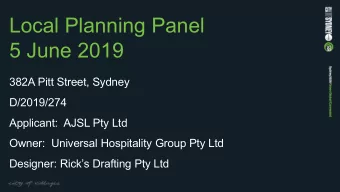 Local Planning Panel  5 June 2019  382A Pitt Street, Sydney  D/2019/274  Applicant:  AJSL Pty Ltd