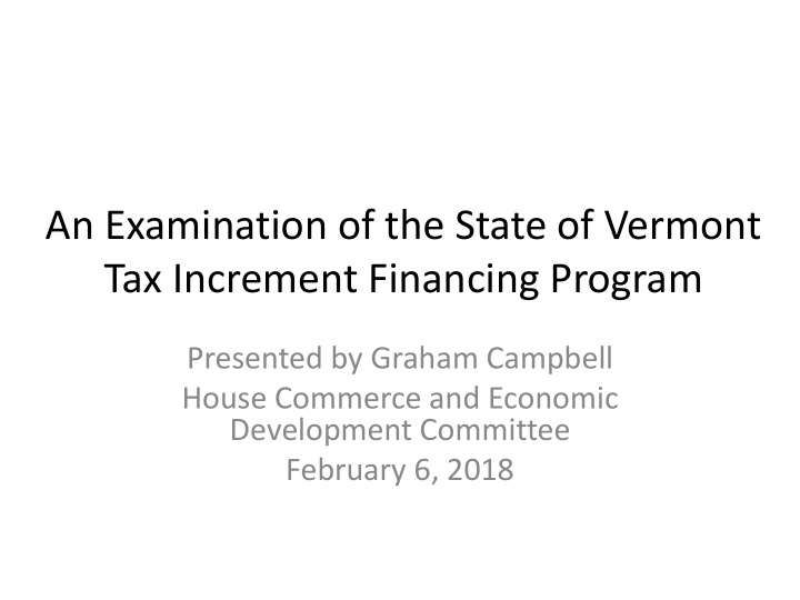 an examination of the state of vermont tax increment