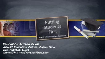 Education Action Plan New NY Education Reform Commission  Dick Parsons, Chair