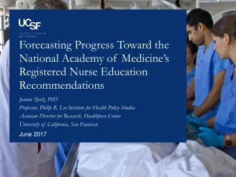 Forecasting Progress Toward the  National Academy of Medicines  Registered Nurse Education