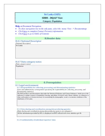Sri Lanka (LKX)  SDDS - DQAF View  Category: Population  SDDSKey Help on Document Navigation: