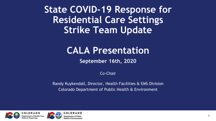 state covid 19 response for residential care settings