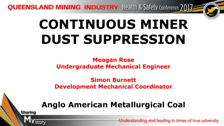 continuous miner dust suppression