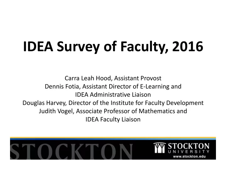 idea survey of faculty 2016