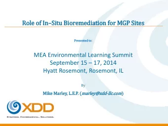 Role o  e of I  InSi  Situ B  Bioremediation f  n for MGP  GP Sites  Pres  esen  ented  ed to to