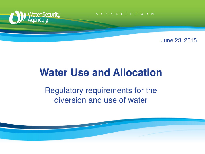 water use and allocation