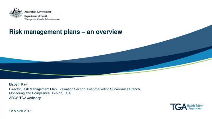 risk management plans an overview