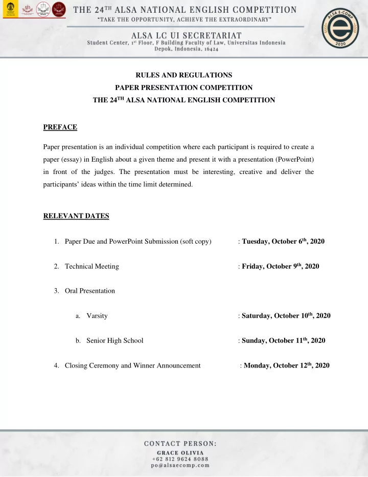 relevant dates tuesday october 6 th 2020 1 paper due and