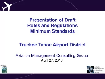 Minimum Standards  Truckee Tahoe Airport District  Aviation Management Consulting Group  April 27,