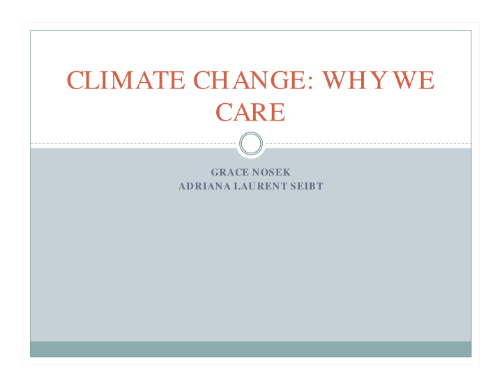 climate change why we care