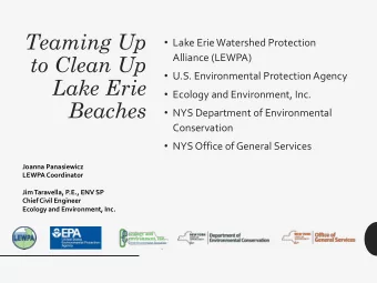 Teaming Up  Lake Erie Watershed Protection  to Clean Up  Alliance (LEWPA)  U.S. Environmental