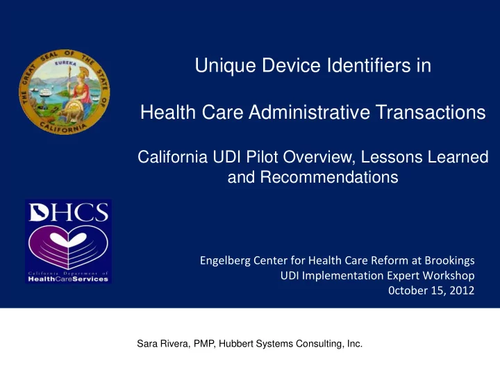 unique device identifiers in health care administrative