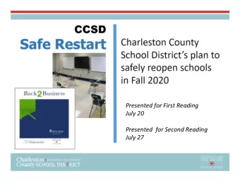 Presented for First Reading  July 20  Presented  for Second Reading  July 27 Required Restart Plan