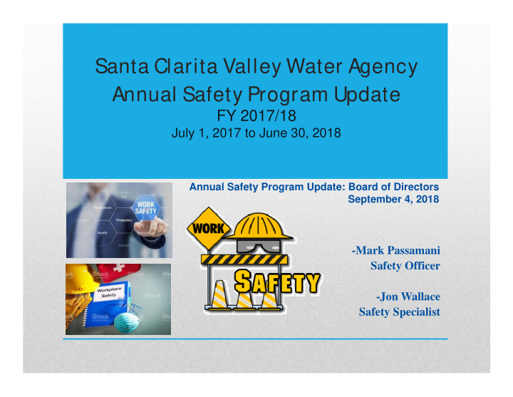 santa clarita valley water agency annual safety program