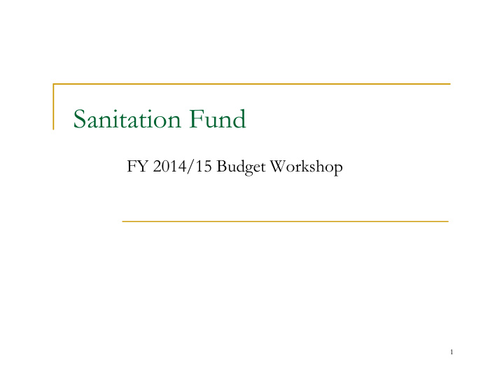 sanitation fund