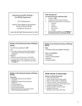 1  BCSE: Review of manuscripts  BCSE: Review of manuscripts  review conducted against