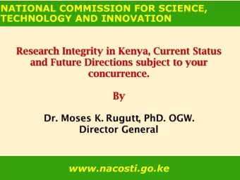 TECHNOLOGY AND INNOVATION  www.nacosti.go.ke  Introduction  The National Commission for Science,