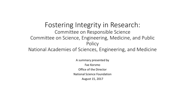 fostering integrity in research