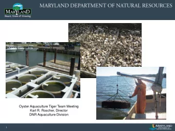 Oyster Aquaculture Tiger Team Meeting  Karl R. Roscher, Director  DNR Aquaculture Division  1  2011