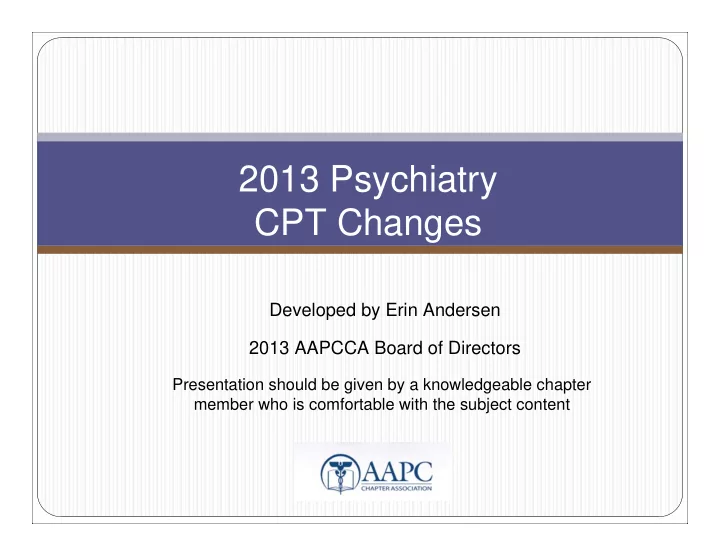 2013 psychiatry cpt changes