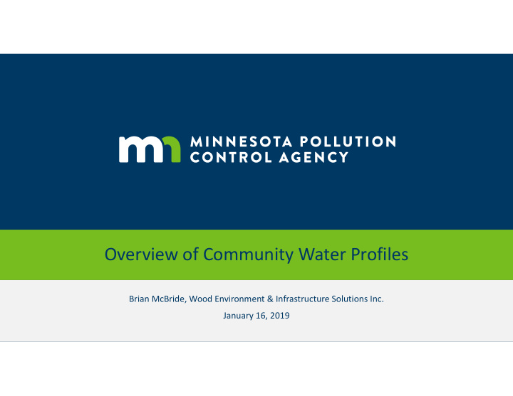 overview of community water profiles