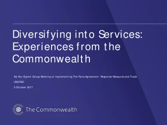 Diversifying into S  ervices:  Experiences from the  Commonwealth  Ad Hoc Expert Group Meeting on