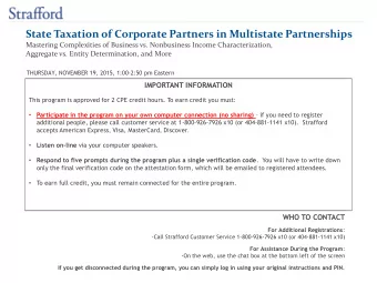 State Taxation of Corporate Partners in Multistate Partnerships  Mastering Complexities of Business