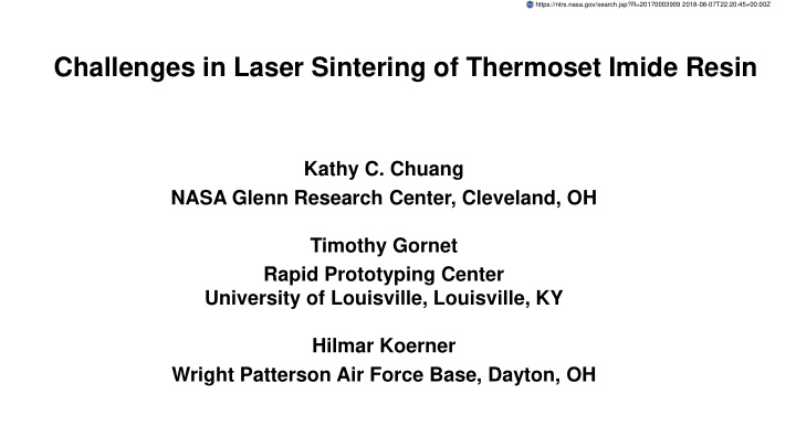 challenges in laser sintering of thermoset imide resin