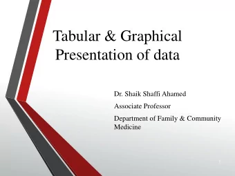 Tabular &amp; Graphical  Presentation of data  Dr. Shaik Shaffi Ahamed  Associate Professor