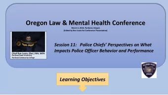 Oregon Law &amp; Mental Health Conference  March 2, 2018, Portland, Oregon  (Edited by Ron Louie