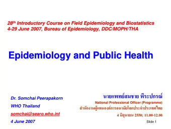 Epidemiology and Public Health  Epidemiology and Public Health