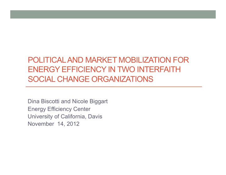 political and market mobilization for energy efficiency