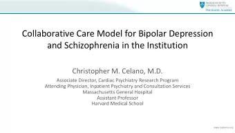 Collaborative Care Model for Bipolar Depression  and Schizophrenia in the Institution  Christopher