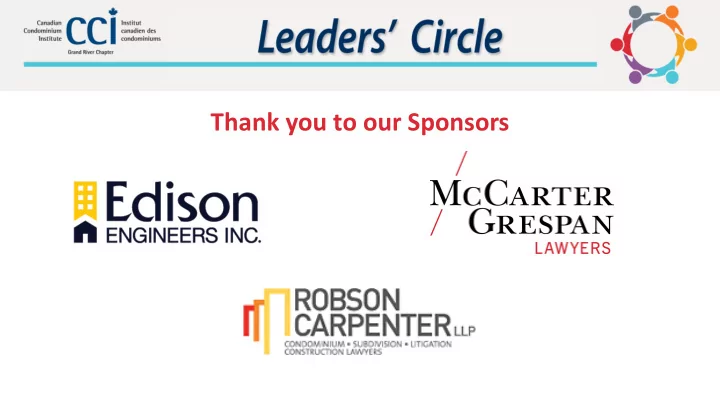 thank you to our sponsors cannabis in condominiums agenda