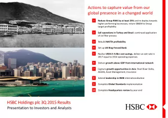 HSBC Holdings plc 3Q 2015 Results  Presentation to Investors and Analysts  1  Highlights Key