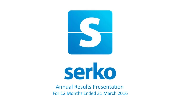 annual results presentation