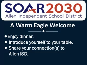 A Warm Eagle Welcome  En  Enjo  joy  y di  dinn  nner  er.  In  Intr  trod  oduce  uce you