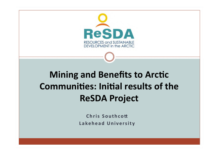 mining and benefits to arc c communi es ini al results of