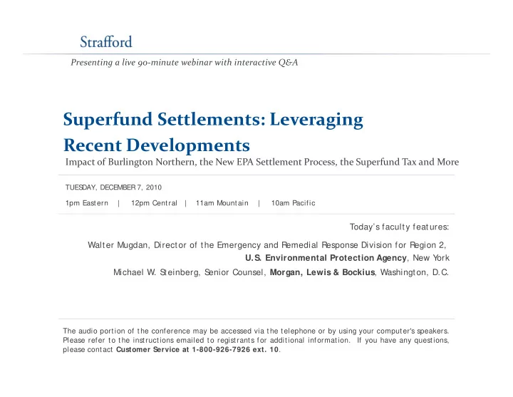 superfund settlements leveraging superfund settlements