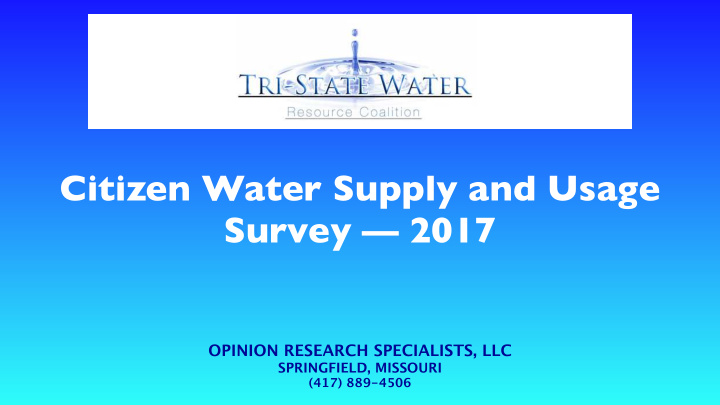 citizen water supply and usage survey 2017